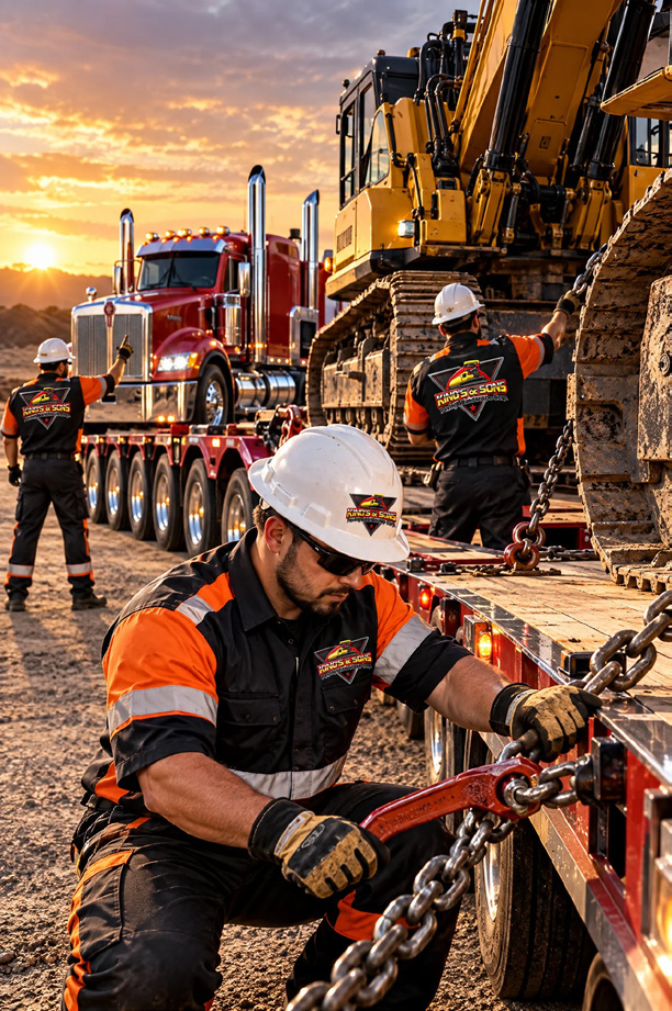 Heavy equipment transportation crew